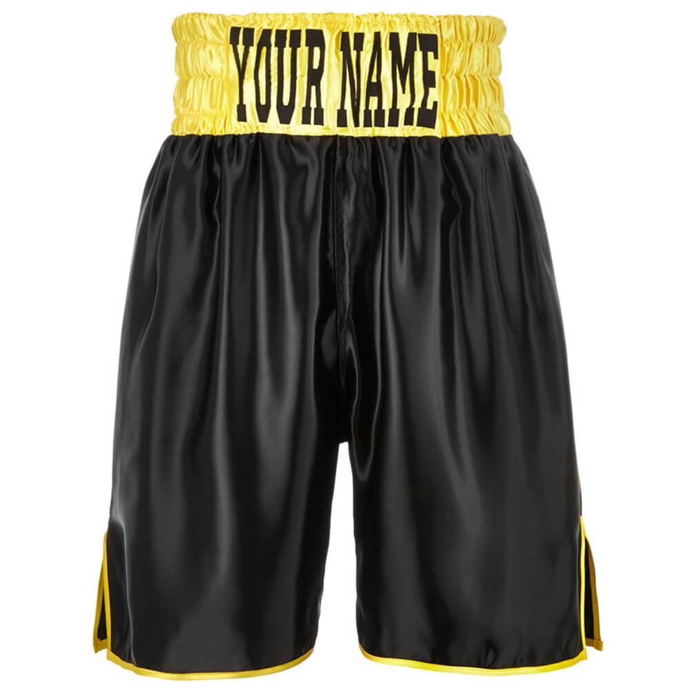 Custom Made Contrast Waistband Boxing Shorts Black/Yellow