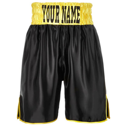 Custom Made Contrast Waistband Boxing Shorts Black/Yellow