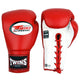 Twins BGLL1 Lace-up Boxing Gloves - Red/White