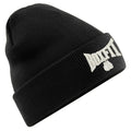 CONTRAST BOXFIT BEANIE - Black with White/Silver Logo