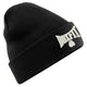 CONTRAST BOXFIT BEANIE - Black with White/Silver Logo