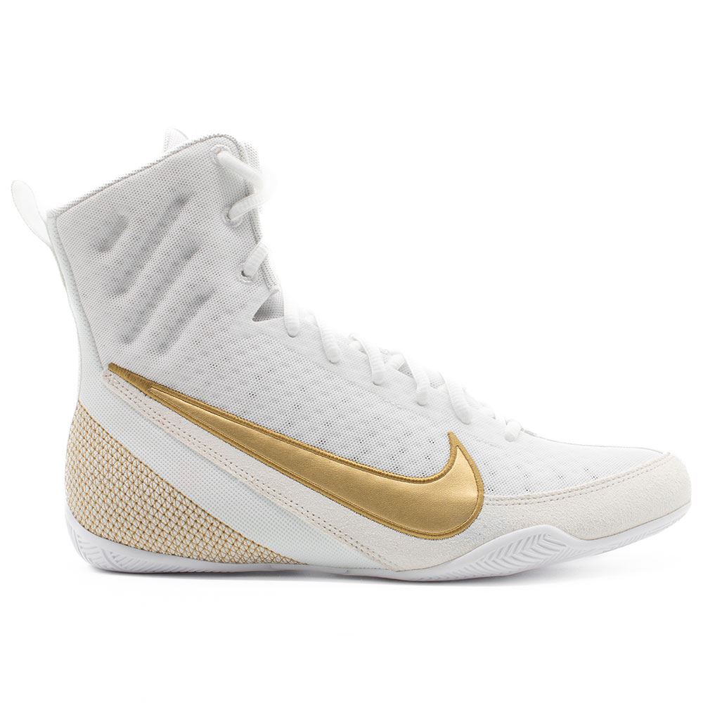boxing shoes white and gold