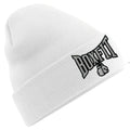 CONTRAST BOXFIT BEANIE - White with Silver/Black Logo