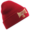 CONTRAST BOXFIT BEANIE - Red with Gold/White Logo