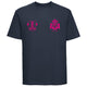 Border City ABC Cotton T-Shirt - Navy/Fluo Pink