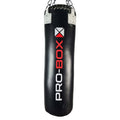 Pro Box 'Champ' Leather Hybrid 4ft Straight Punchbag & Chain - Black/White
