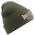 CONTRAST BOXFIT BEANIE - Olive with White/Brown Logo