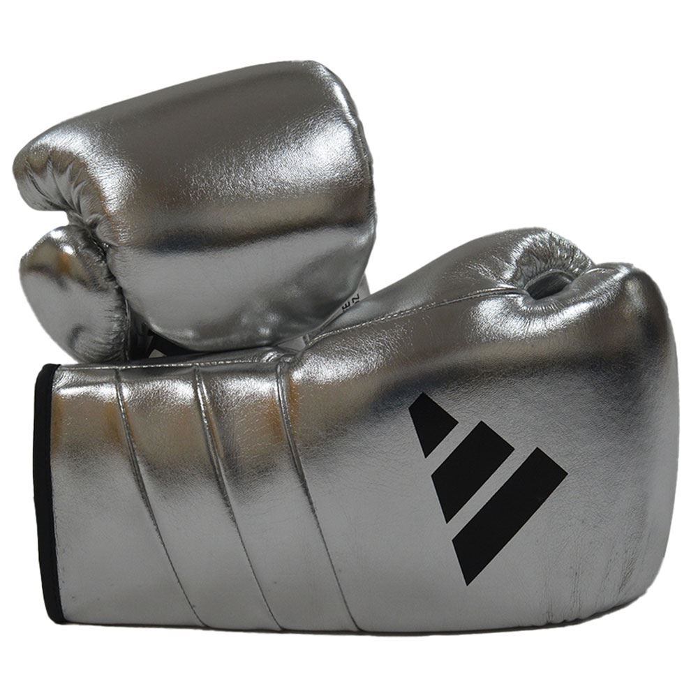 EXCLUSIVE ADIDAS ADISPEED METALLIC LACE BOXING GLOVES - SILVER
