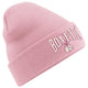 CONTRAST BOXFIT BEANIE - Dusky Pink with White/Pink Logo