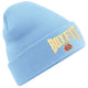CONTRAST BOXFIT BEANIE - Blue with White/Gold/Claret Logo