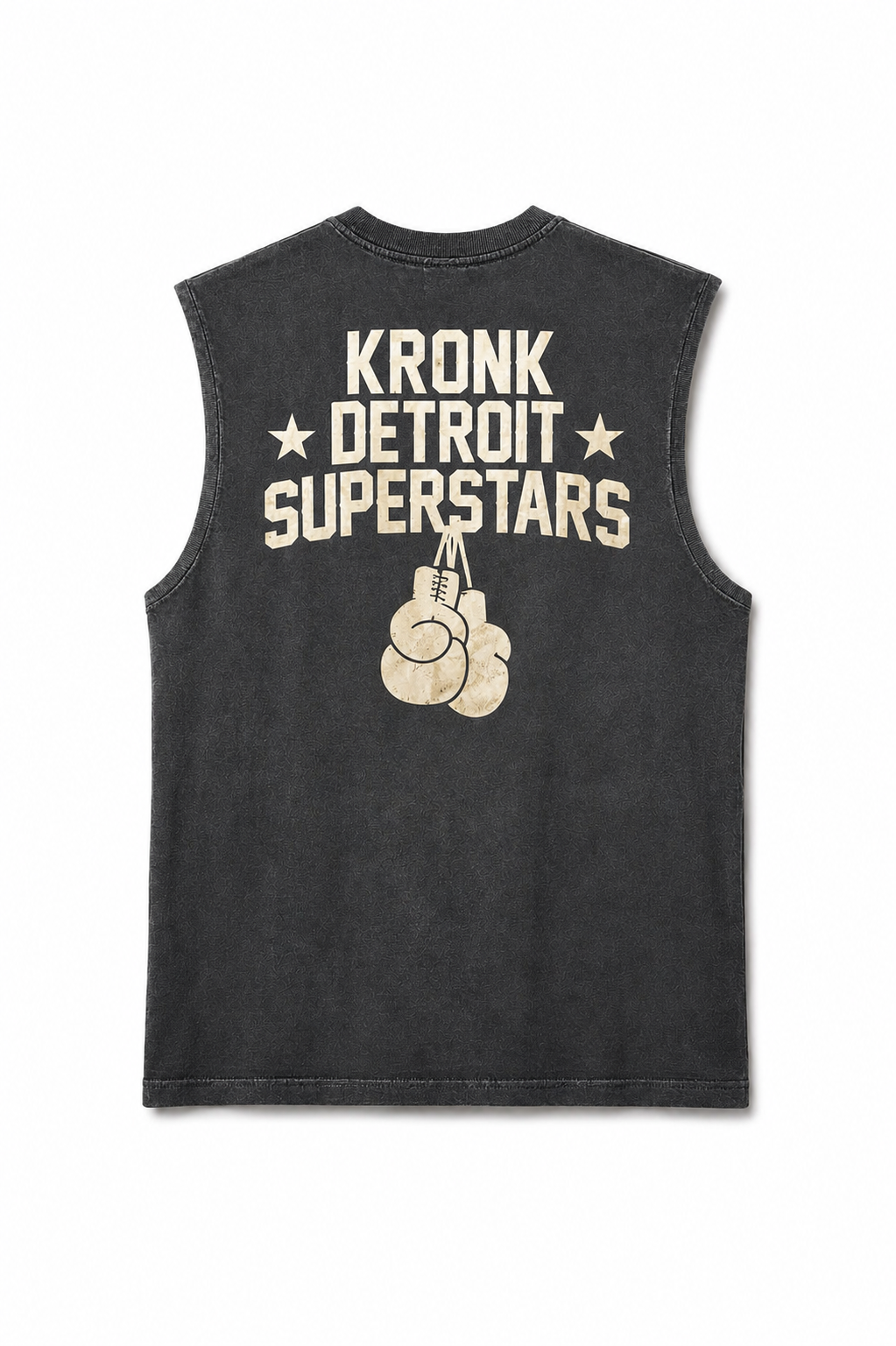 Kronk Detroit Superstars Raw Edge Sleeveless Loose Fit Vintage Wash T-Shirt