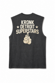 Kronk Detroit Superstars Raw Edge Sleeveless Loose Fit Vintage Wash T-Shirt