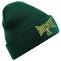 CONTRAST BOXFIT BEANIE - Bottle Green with Green/Gold Logo