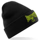 CONTRAST BOXFIT BEANIE - Black with Black/Fluo Yellow Logo