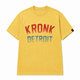 Kronk Detroit Faded Iconic Loose Fit Vintage Wash T-Shirt - Yellow/Red/Blue