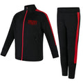 Broad Street Abc Kids Slim Fit Poly Tracksuit - Black/Red