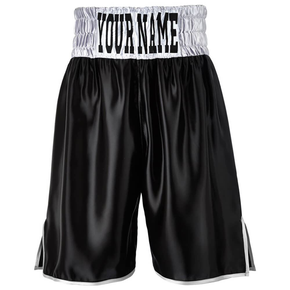 Custom Made Contrast Waistband Boxing Shorts Black/Silver
