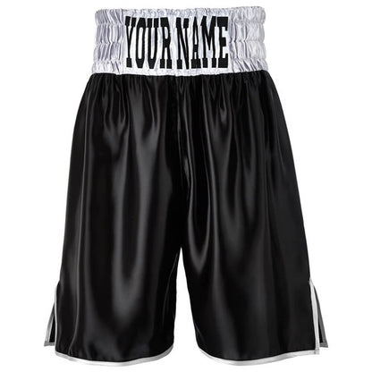 Custom Made Contrast Waistband Boxing Shorts Black/Silver