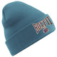 CONTRAST BOXFIT BEANIE - Airforce Blue with Purple/White Logo