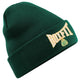 CONTRAST BOXFIT BEANIE - Bottle Green with White/Gold/Green Logo