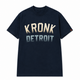 Kronk Detroit Faded Iconic Loose Fit Vintage Wash T-Shirt - Navy/Cream
