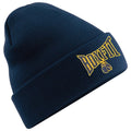 CONTRAST BOXFIT BEANIE - Navy with Navy/Gold Logo