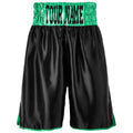 Custom Made Contrast Waistband Boxing Shorts Black/Green - Black/Green
