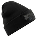 CONTRAST BOXFIT BEANIE - Black with Black/Grey Logo
