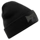 CONTRAST BOXFIT BEANIE - Black with Black/Grey Logo
