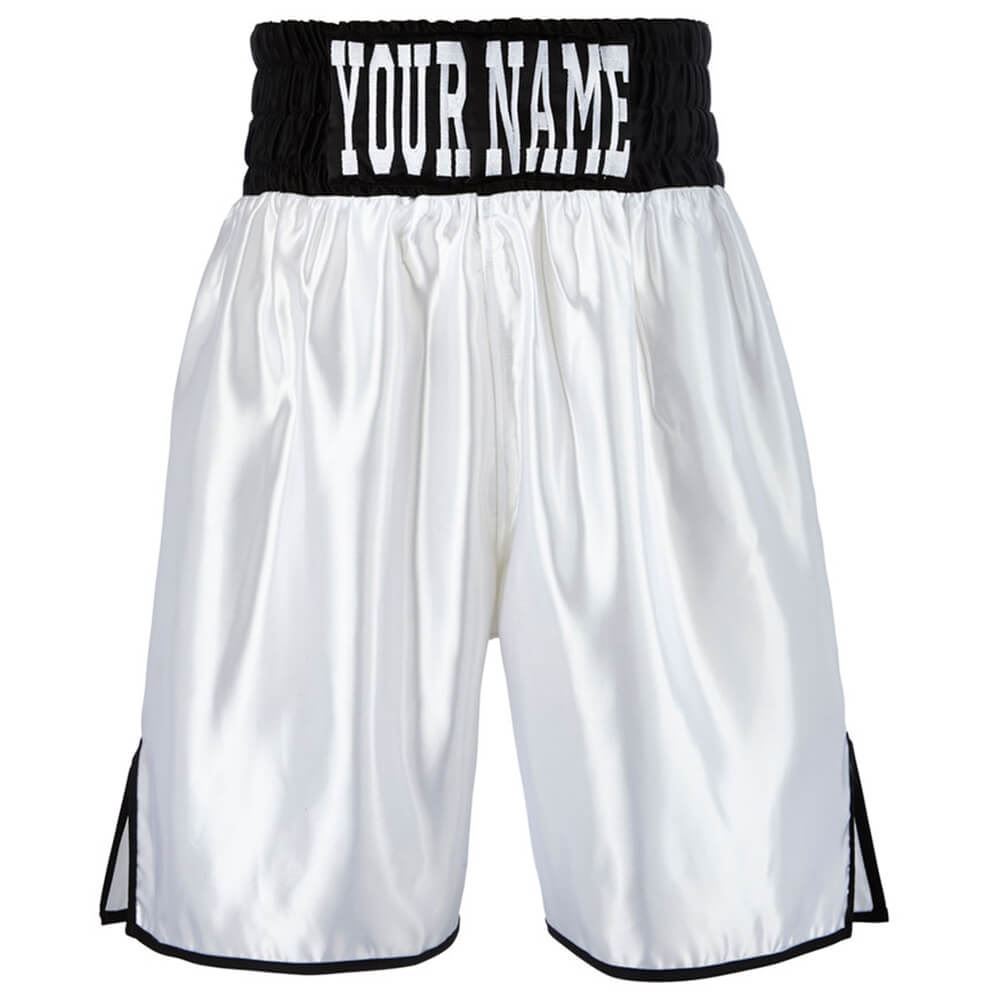 Custom Made Contrast Waistband Boxing Shorts White/Black