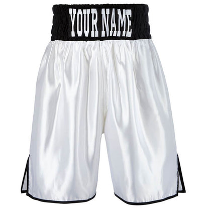 Custom Made Contrast Waistband Boxing Shorts White/Black